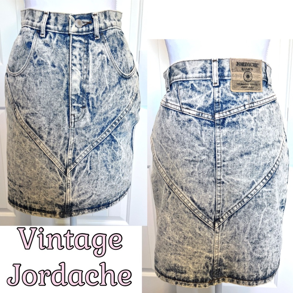 80’s Jordache Acid Wash Denim Skirt Vintage Sizing Fun Seam Details